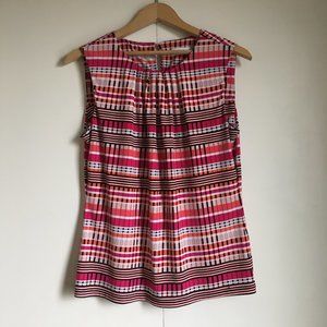 Calvin Klein Retro Geometric Print Stretchy Pleated Sleeveless Top